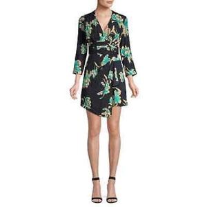 Sandro Paris Bruni asymmetric floral jacquard black mini dress EU36 / US…